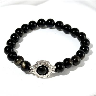 Bracelet En Obsidienne Dorée