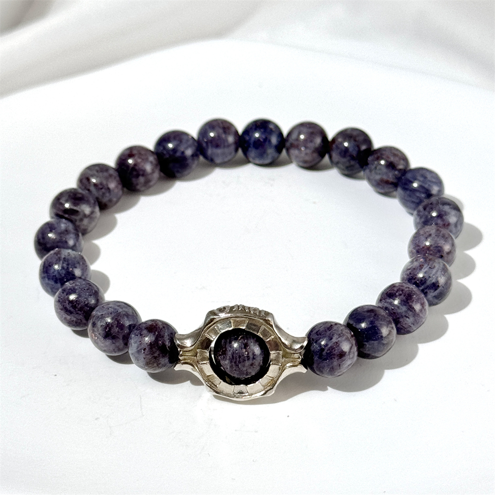 Bloodshot Iolite Beaded Bracelet: Messenger of Strength & Resilience |  Handcrafted in Canada | S925 Sterling Silver Accents | 4mm, 6mm, 8mm Sizes  - Bracelets - Jewellery - PI9 Crystal