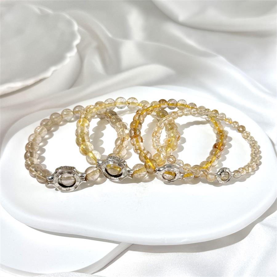 Golden Rutilated Quartz Beaded Bracelet