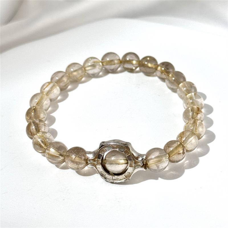 Bracelet En Perles De Quartz Rutile Doré