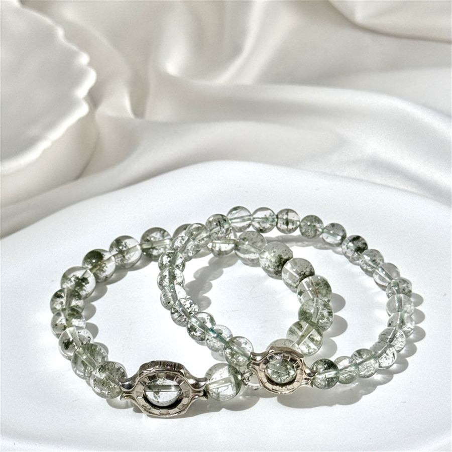 Layered Green Phantom Quartz Bracelet