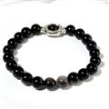 Bracelet En Obsidienne Argentée