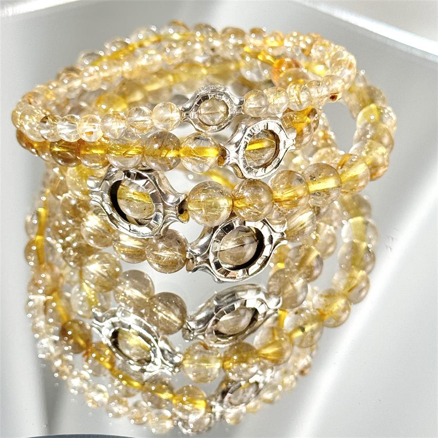 Golden Rutilated Quartz Beaded Bracelet