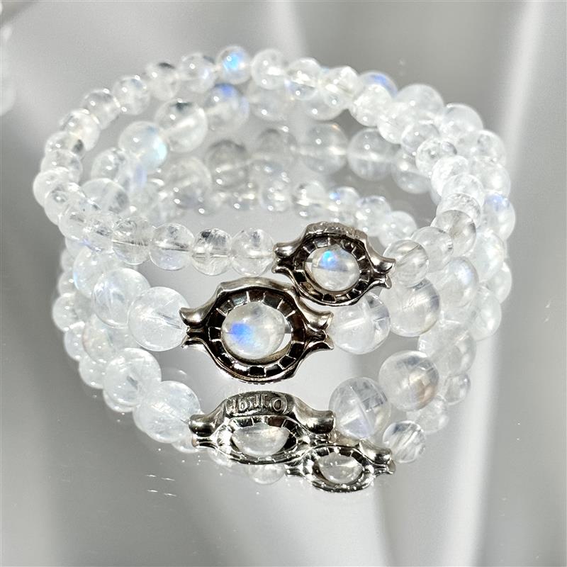 Bracelet En Pierre De Lune Bleue Vitreuse
