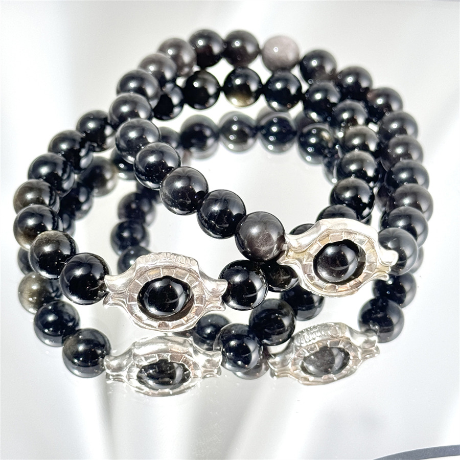 Bracelet En Obsidienne Dorée