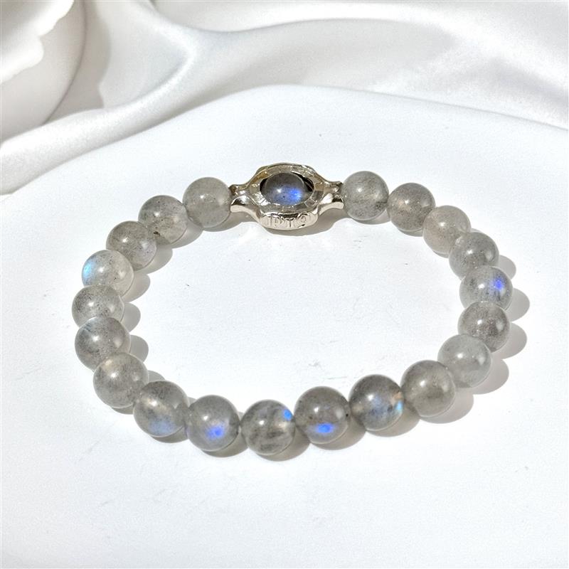 Bracelet En Perles De Pierre De Lune Grise
