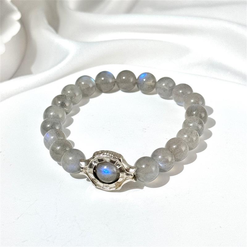 Bracelet En Perles De Pierre De Lune Grise