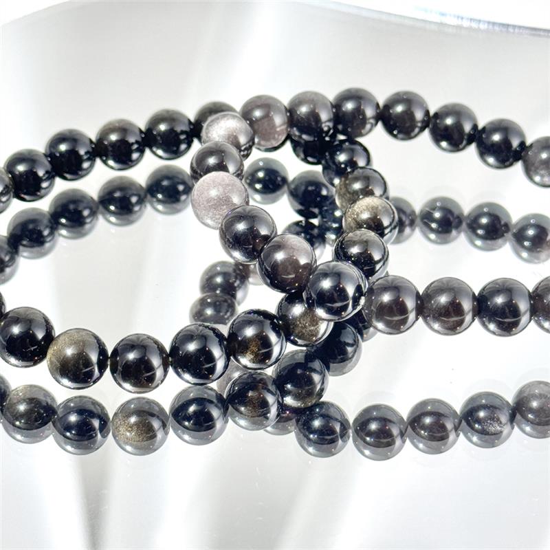 Bracelet En Obsidienne Argentée