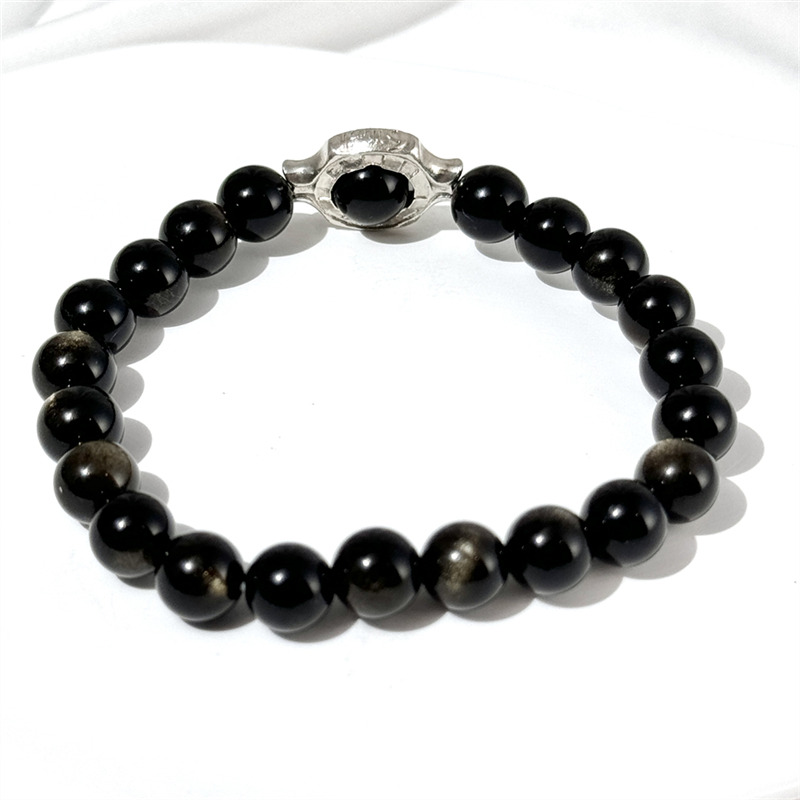 Bracelet En Obsidienne Dorée
