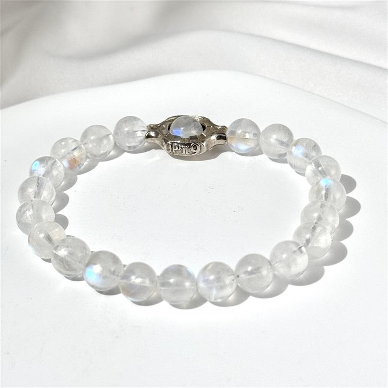 Bracelet En Pierre De Lune Bleue Vitreuse