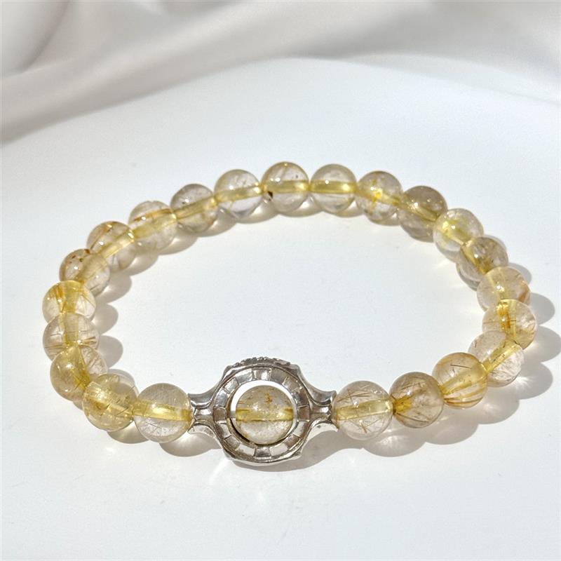 Bracelet En Perles De Quartz Rutile Doré