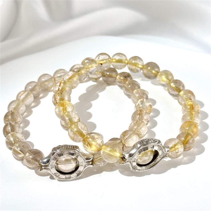 Bracelet En Perles De Quartz Rutile Doré