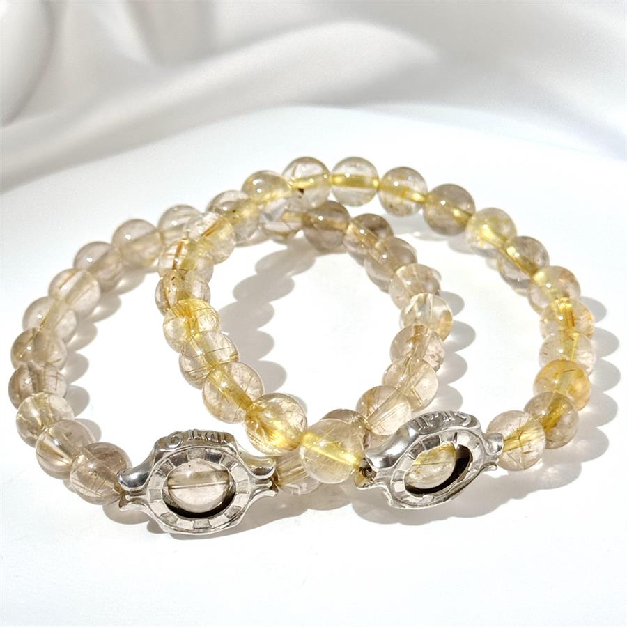 Golden Rutilated Quartz Beaded Bracelet