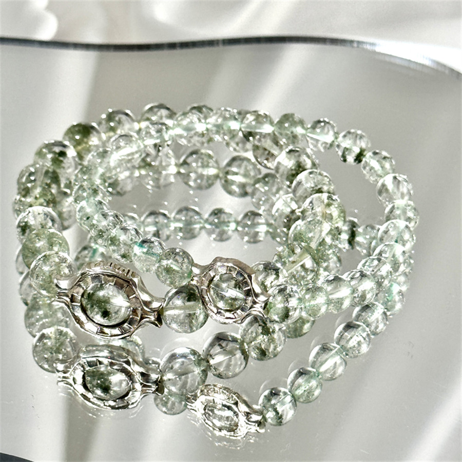 Layered Green Phantom Quartz Bracelet