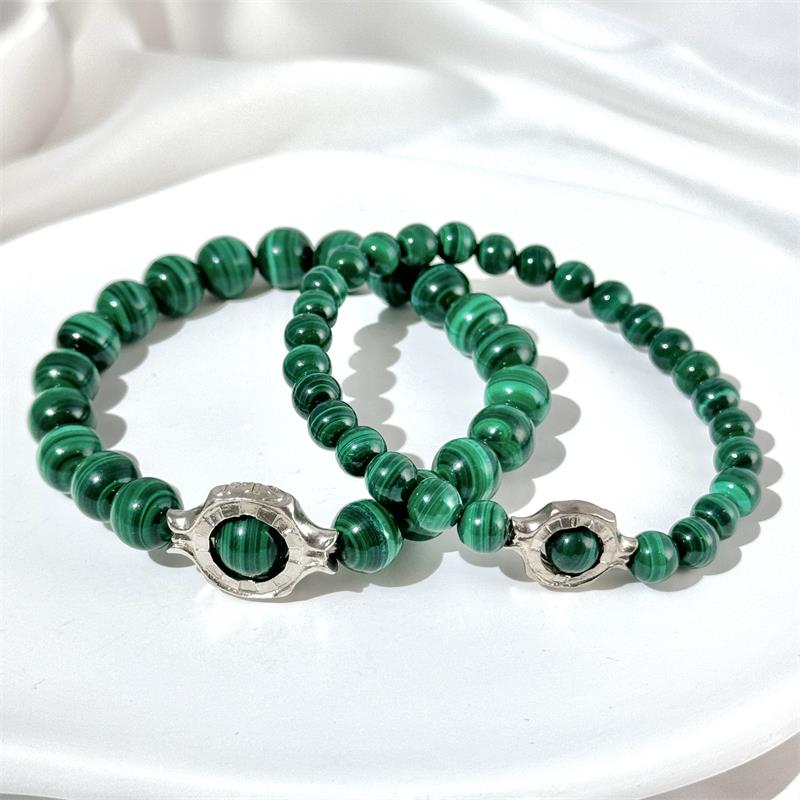Bracelet En Perles De Malachite