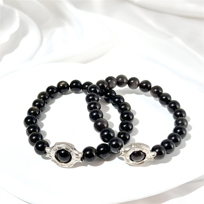 Bracelet En Obsidienne Dorée